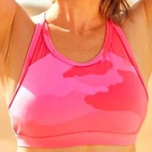 AERIE pink camo activewear workout sports bra crop top